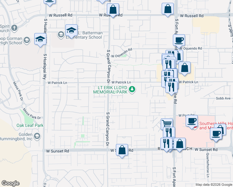 map of restaurants, bars, coffee shops, grocery stores, and more near 9717 Clifford Walk Avenue in Las Vegas