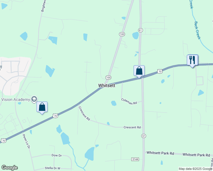 map of restaurants, bars, coffee shops, grocery stores, and more near in Whitsett
