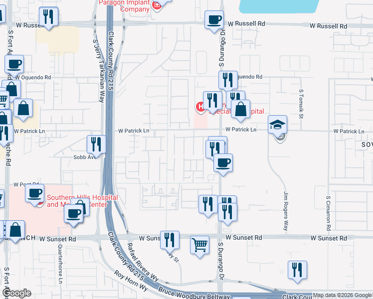 map of restaurants, bars, coffee shops, grocery stores, and more near 6156 Allen Cove Court in Las Vegas