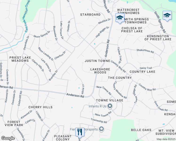 map of restaurants, bars, coffee shops, grocery stores, and more near 2903 Woodymore Court in Nashville