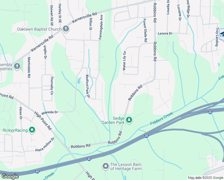 map of restaurants, bars, coffee shops, grocery stores, and more near 3384 Tinley Park Drive in Winston-Salem