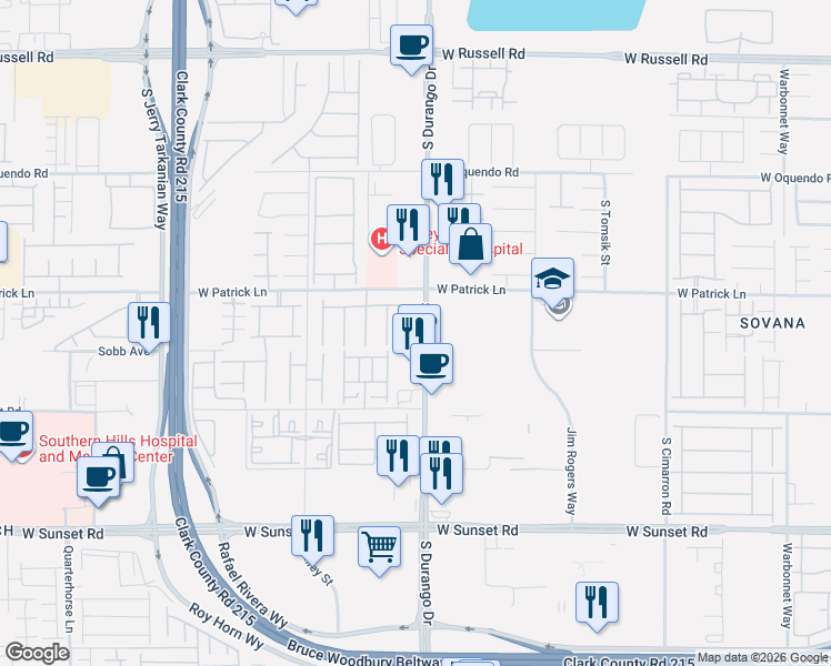 map of restaurants, bars, coffee shops, grocery stores, and more near 6168 Stetson Cove Court in Las Vegas