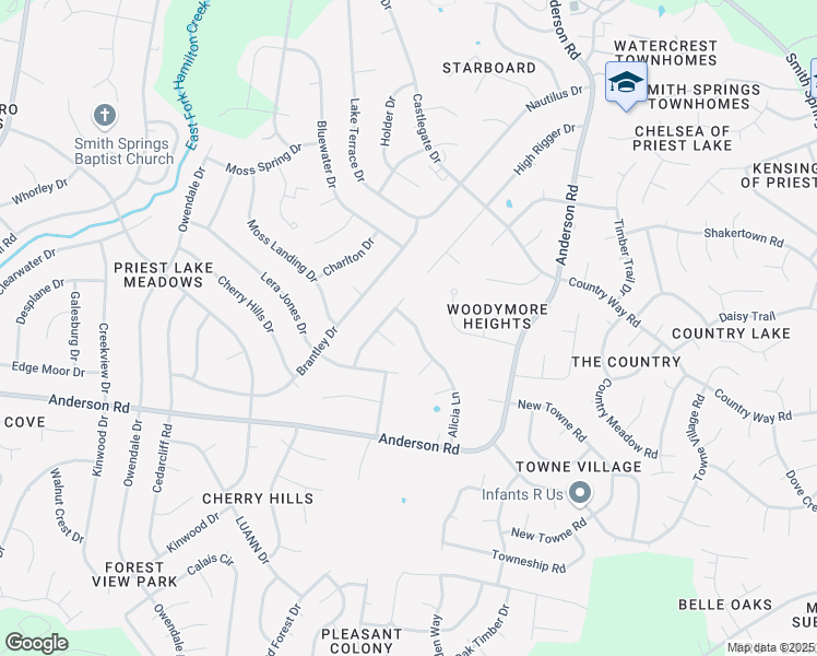 map of restaurants, bars, coffee shops, grocery stores, and more near 4008 Alicia Lane in Nashville