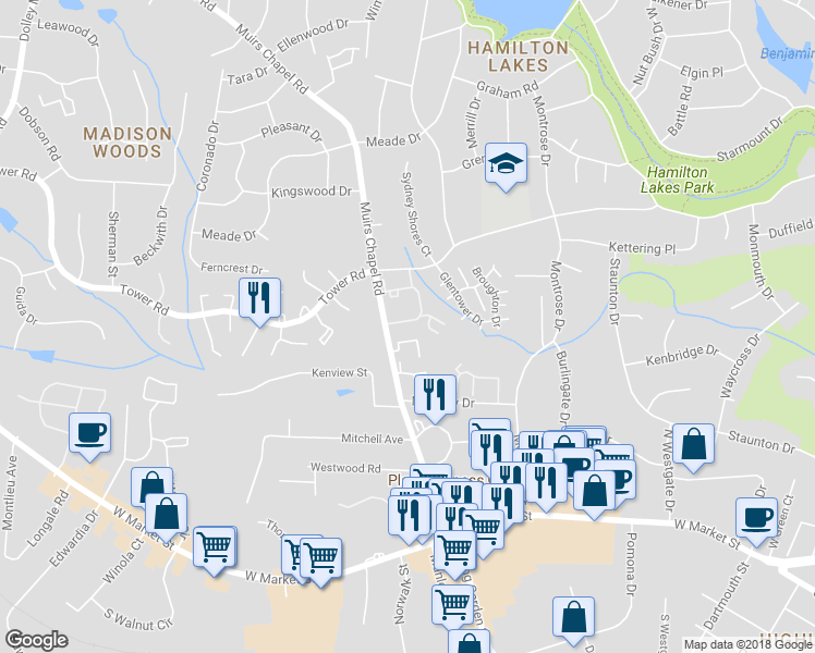 map of restaurants, bars, coffee shops, grocery stores, and more near 4757 Champion Court in Greensboro