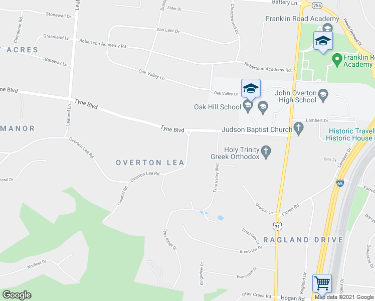 map of restaurants, bars, coffee shops, grocery stores, and more near 914 Overton Lea Rd in Nashville