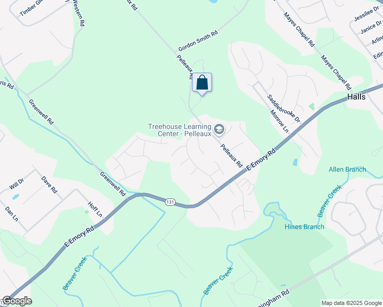 map of restaurants, bars, coffee shops, grocery stores, and more near 7528 Windy Knoll Dr in Knoxville