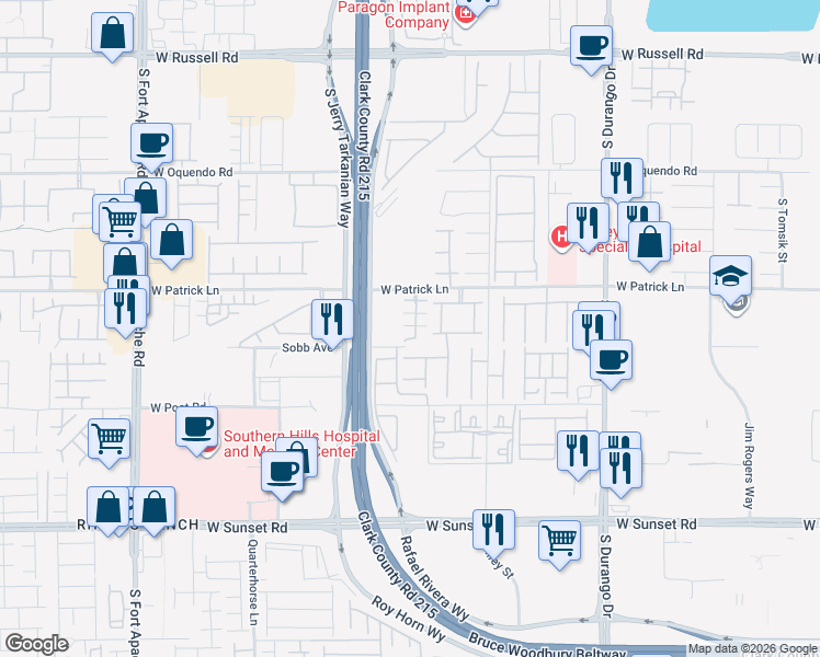 map of restaurants, bars, coffee shops, grocery stores, and more near 6169 Scarlet Leaf Street in Las Vegas