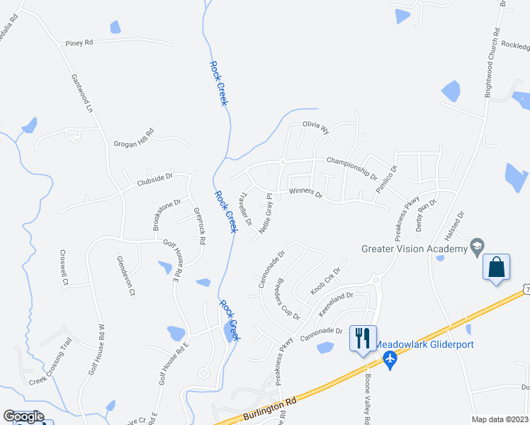 map of restaurants, bars, coffee shops, grocery stores, and more near 706 Nellie Gray Place in Whitsett