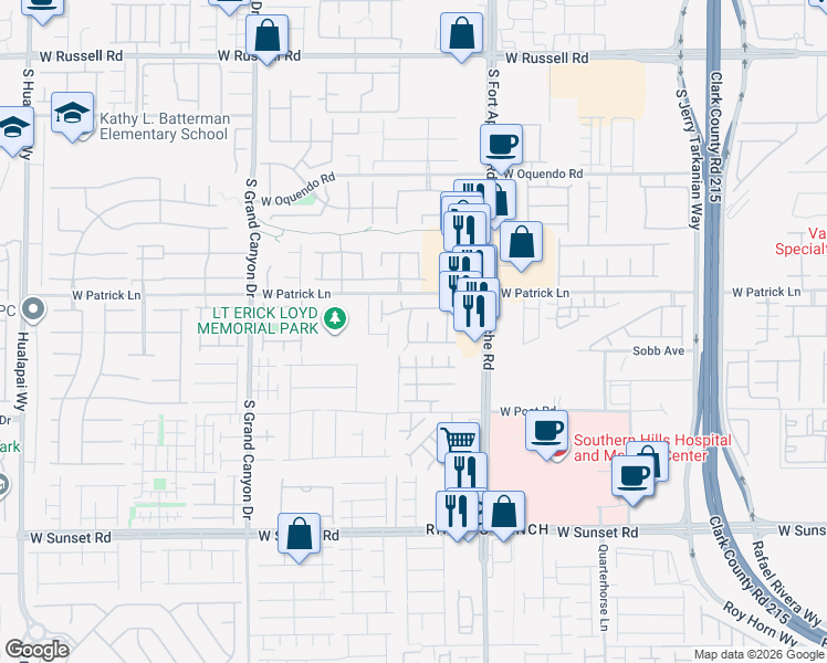 map of restaurants, bars, coffee shops, grocery stores, and more near 6160 Novelty Street in Las Vegas