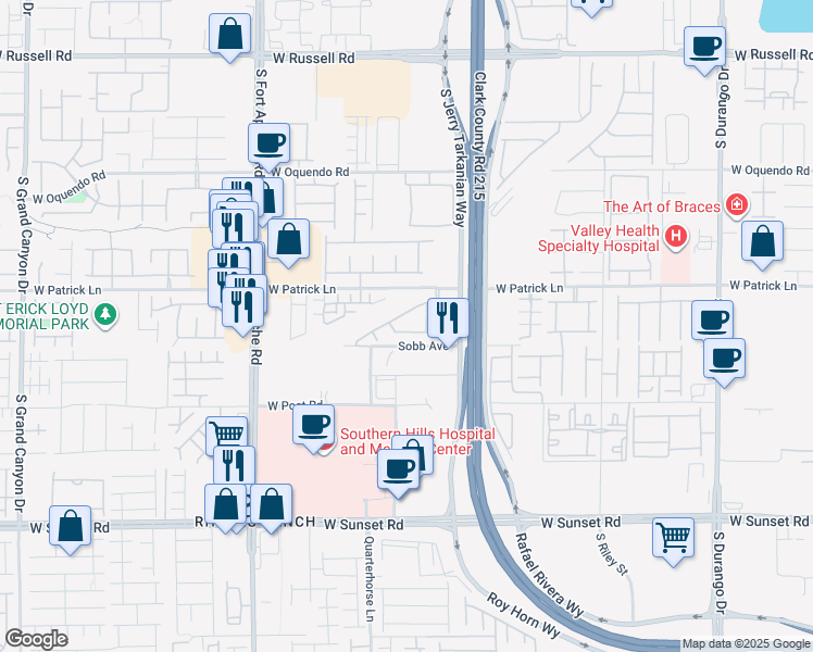 map of restaurants, bars, coffee shops, grocery stores, and more near 9136 Cocowoods Place in Las Vegas