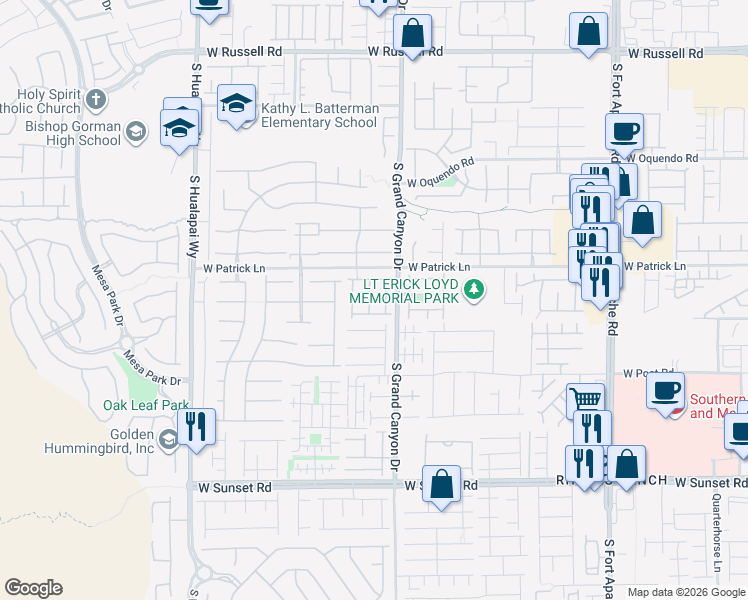 map of restaurants, bars, coffee shops, grocery stores, and more near 6160 Dutch Fork Street in Las Vegas