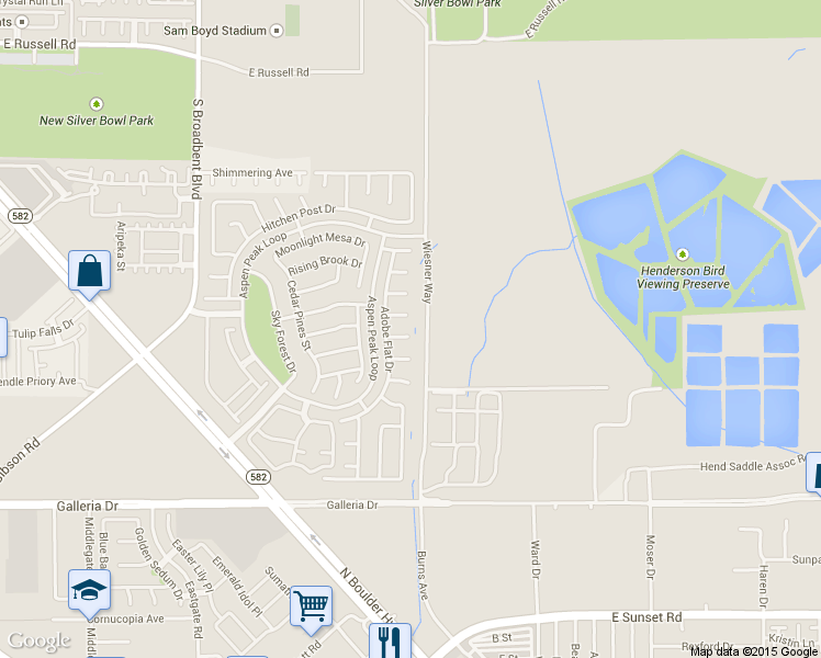 map of restaurants, bars, coffee shops, grocery stores, and more near 612 Tobblecreek Court in Henderson