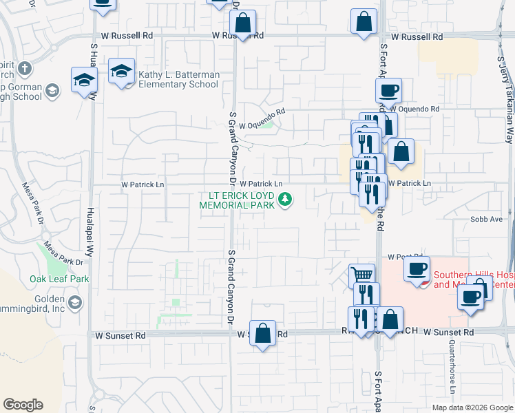 map of restaurants, bars, coffee shops, grocery stores, and more near 9717 Clifford Walk Avenue in Las Vegas