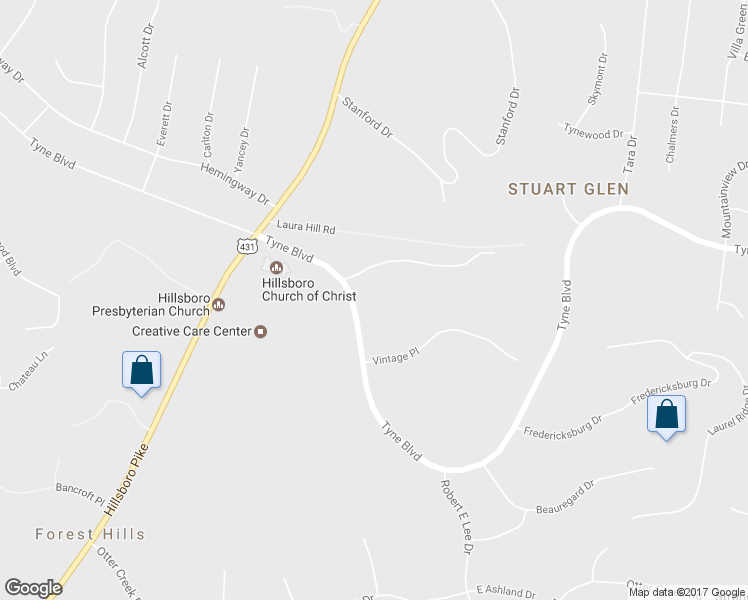 map of restaurants, bars, coffee shops, grocery stores, and more near 2000 Tyne Boulevard in Nashville