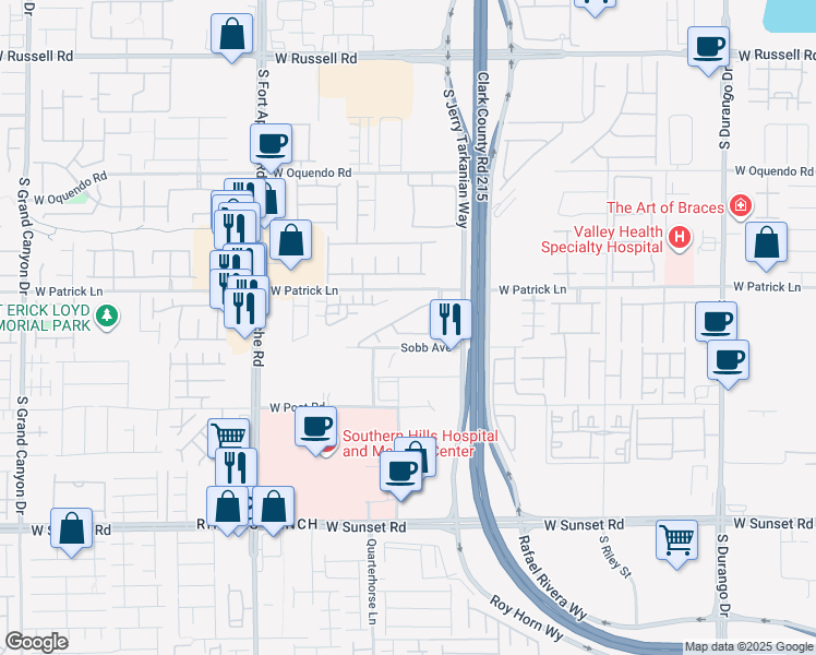 map of restaurants, bars, coffee shops, grocery stores, and more near 9136 Cocowoods Place in Las Vegas