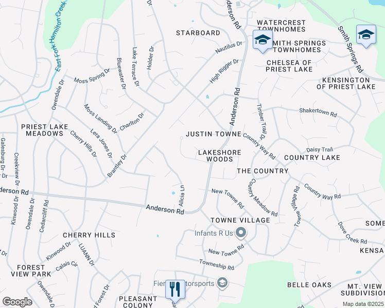 map of restaurants, bars, coffee shops, grocery stores, and more near 2903 Woodymore Court in Nashville