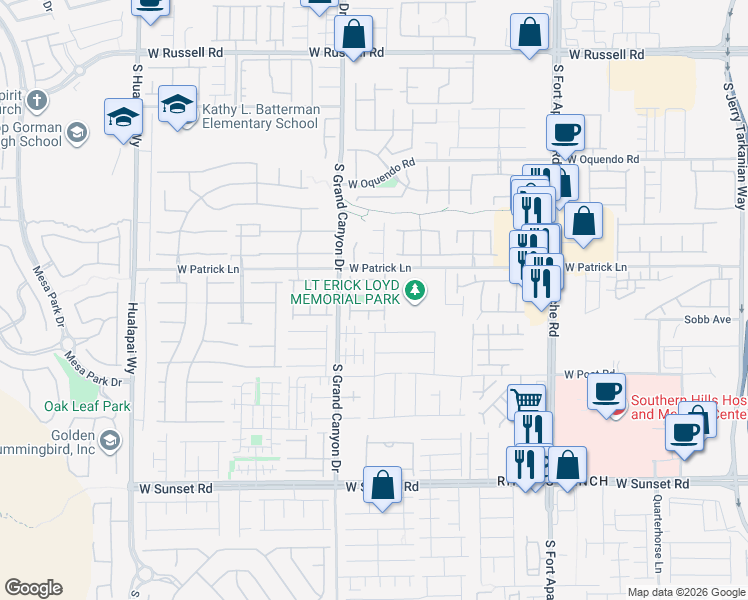 map of restaurants, bars, coffee shops, grocery stores, and more near 9717 Clifford Walk Avenue in Las Vegas