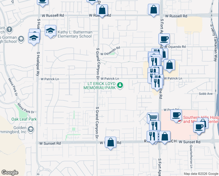 map of restaurants, bars, coffee shops, grocery stores, and more near 9717 Clifford Walk Avenue in Las Vegas