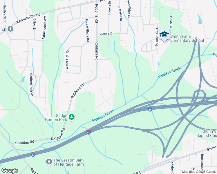 map of restaurants, bars, coffee shops, grocery stores, and more near 300 Humming Bird Court in Winston-Salem