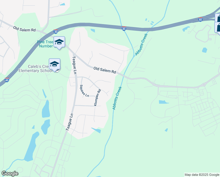 map of restaurants, bars, coffee shops, grocery stores, and more near 125 Salem Crossing Circle in Kernersville