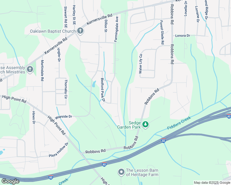 map of restaurants, bars, coffee shops, grocery stores, and more near 454 Bedford Knoll Drive in Winston-Salem