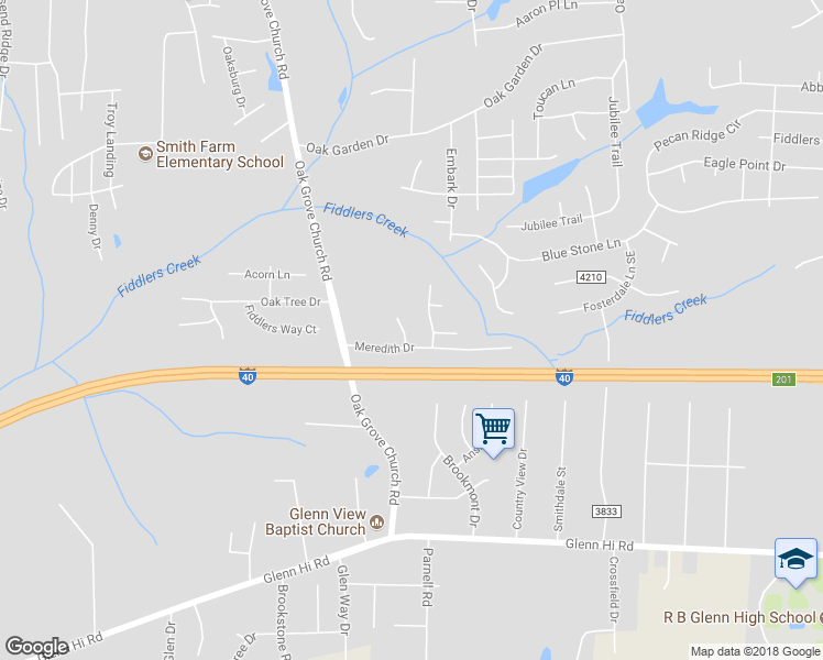 map of restaurants, bars, coffee shops, grocery stores, and more near 493 Mikala Drive in Winston-Salem