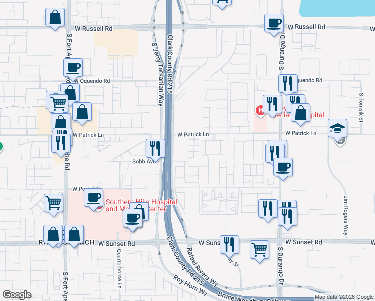 map of restaurants, bars, coffee shops, grocery stores, and more near 6169 Scarlet Leaf Street in Las Vegas
