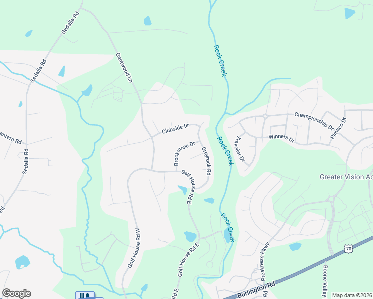 map of restaurants, bars, coffee shops, grocery stores, and more near 6512 Brookstone Drive in Whitsett
