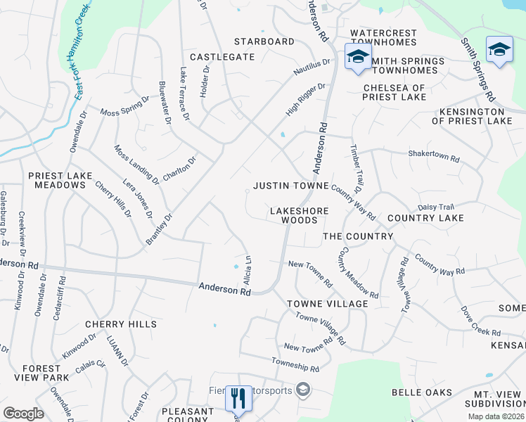 map of restaurants, bars, coffee shops, grocery stores, and more near 2903 Woodymore Court in Nashville