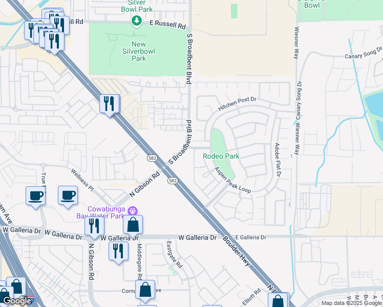 map of restaurants, bars, coffee shops, grocery stores, and more near 833 Aspen Peak Loop in Henderson