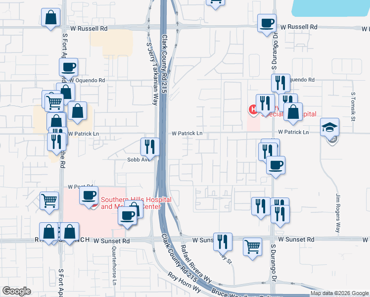 map of restaurants, bars, coffee shops, grocery stores, and more near 6169 Scarlet Leaf Street in Las Vegas