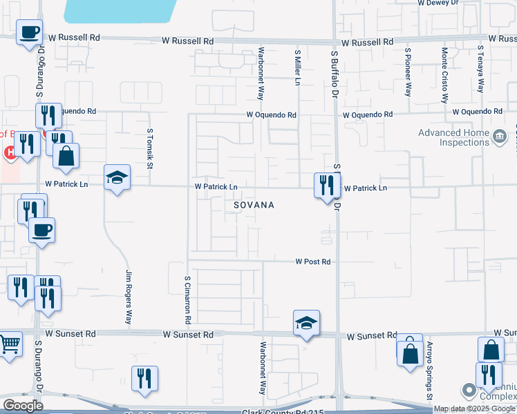 map of restaurants, bars, coffee shops, grocery stores, and more near 6138 Villa Lante Avenue in Las Vegas