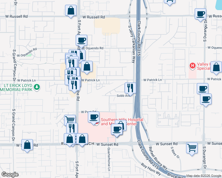 map of restaurants, bars, coffee shops, grocery stores, and more near 9184 Ellington Hill Lane in Las Vegas