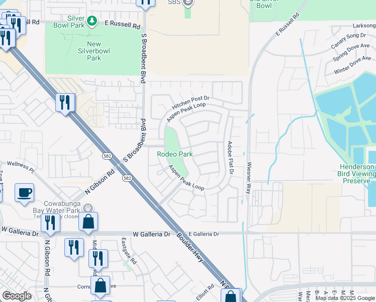 map of restaurants, bars, coffee shops, grocery stores, and more near 968 Sky Forest Drive in Henderson
