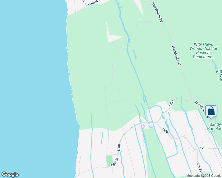 map of restaurants, bars, coffee shops, grocery stores, and more near 1121 Otila Way in Kitty Hawk