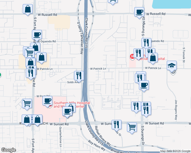 map of restaurants, bars, coffee shops, grocery stores, and more near 6169 Scarlet Leaf Street in Las Vegas