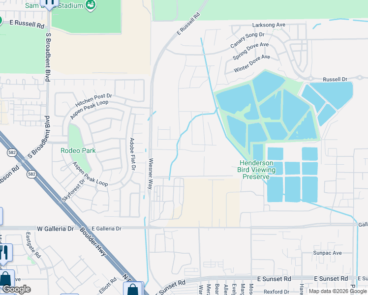 map of restaurants, bars, coffee shops, grocery stores, and more near Unnamed Road in Henderson
