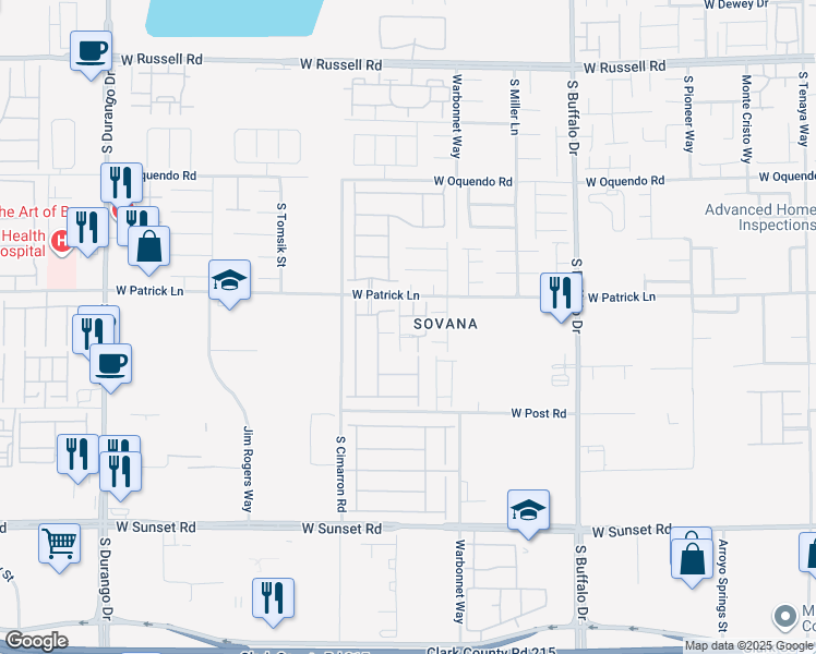 map of restaurants, bars, coffee shops, grocery stores, and more near 6160 Rumrill Street in Las Vegas