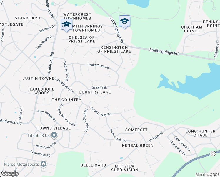 map of restaurants, bars, coffee shops, grocery stores, and more near 3444 Country Ridge Drive in Nashville