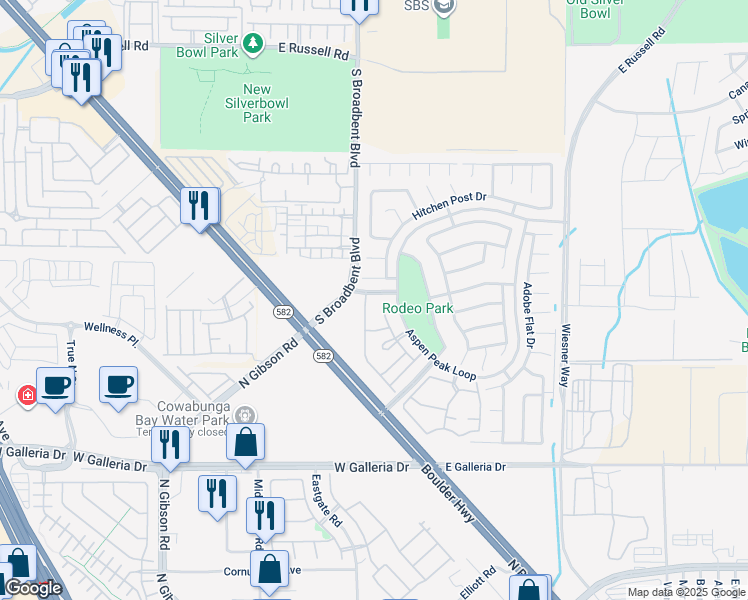 map of restaurants, bars, coffee shops, grocery stores, and more near 833 Aspen Peak Loop in Henderson