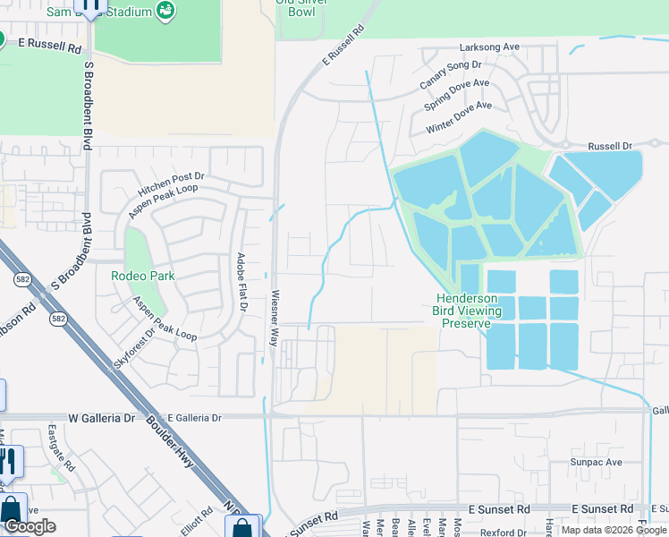 map of restaurants, bars, coffee shops, grocery stores, and more near Unnamed Road in Henderson
