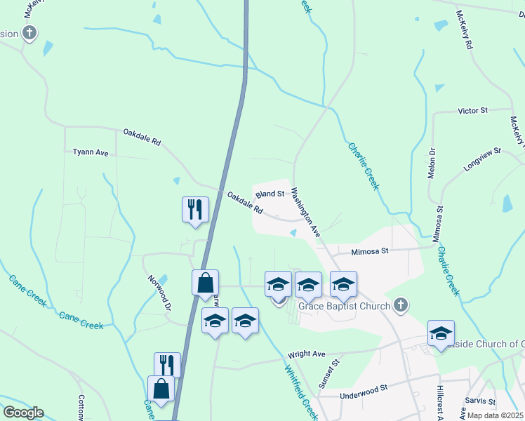 map of restaurants, bars, coffee shops, grocery stores, and more near 1-187 Oakdale Rd in Camden