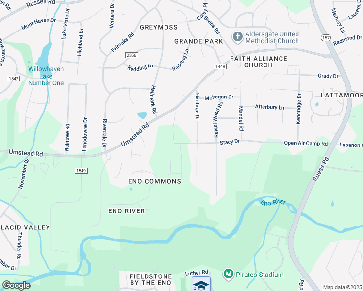 map of restaurants, bars, coffee shops, grocery stores, and more near 1001 Umstead Grove Way in Durham