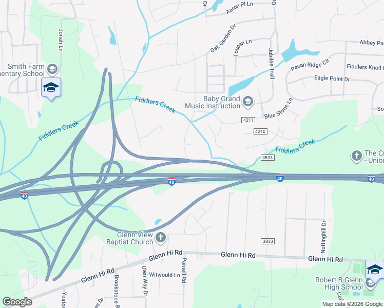 map of restaurants, bars, coffee shops, grocery stores, and more near 4387 Monica Court in Winston-Salem