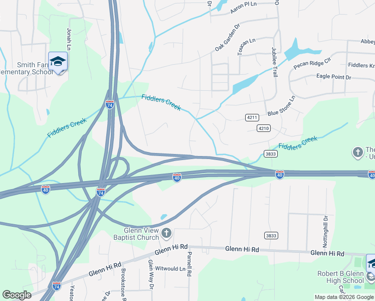 map of restaurants, bars, coffee shops, grocery stores, and more near 484 Meredith Way in Winston-Salem