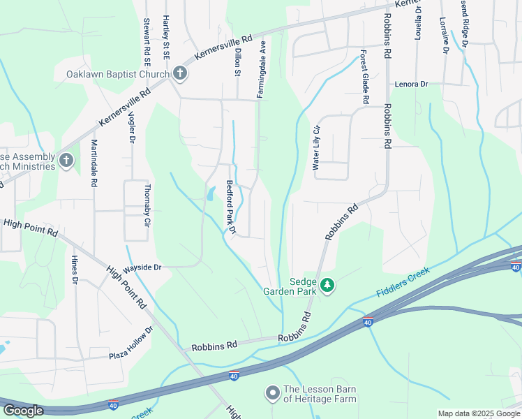 map of restaurants, bars, coffee shops, grocery stores, and more near 448 Bedford Knoll Drive in Winston-Salem
