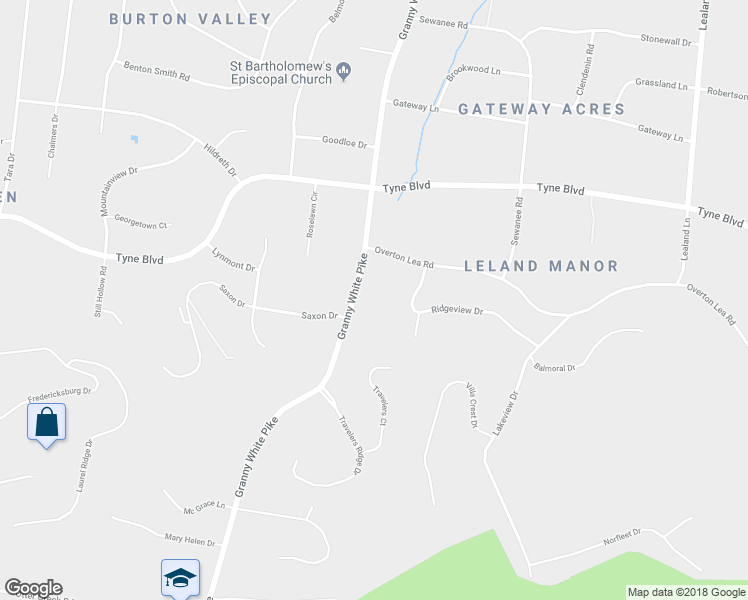 map of restaurants, bars, coffee shops, grocery stores, and more near 5008 Granny White Pike in Nashville