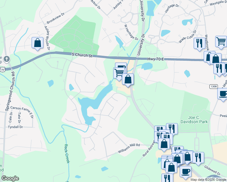 map of restaurants, bars, coffee shops, grocery stores, and more near 837 Dunleigh Drive in Burlington