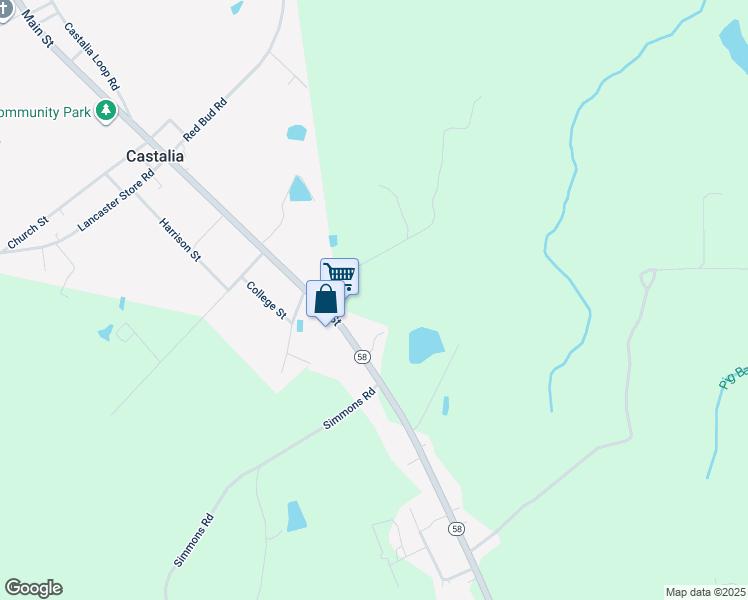 map of restaurants, bars, coffee shops, grocery stores, and more near 11247 Hedgepeth Road in Castalia