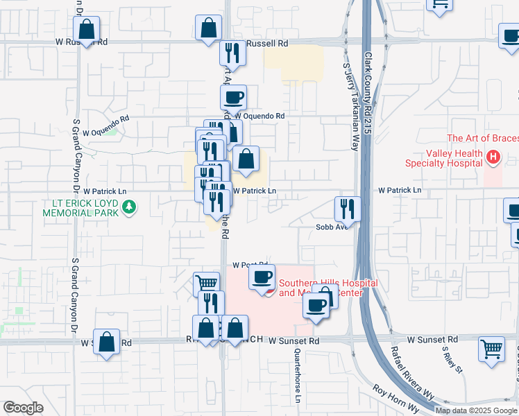 map of restaurants, bars, coffee shops, grocery stores, and more near 6142 Garden Oasis Street in Las Vegas